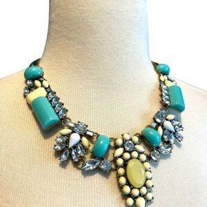 STATEMENT Talbots Vintage Blue and Cream Rhknestone Necklace